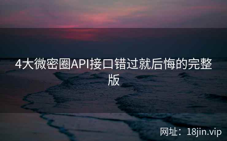 4大微密圈API接口错过就后悔的完整版  第2张