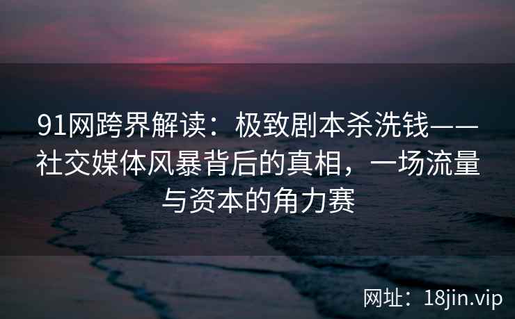 91网跨界解读：极致剧本杀洗钱——社交媒体风暴背后的真相，一场流量与资本的角力赛