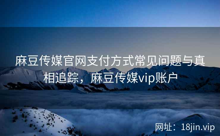麻豆传媒官网支付方式常见问题与真相追踪，麻豆传媒vip账户