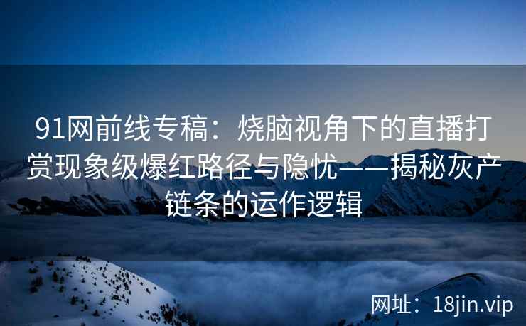 91网前线专稿：烧脑视角下的直播打赏现象级爆红路径与隐忧——揭秘灰产链条的运作逻辑