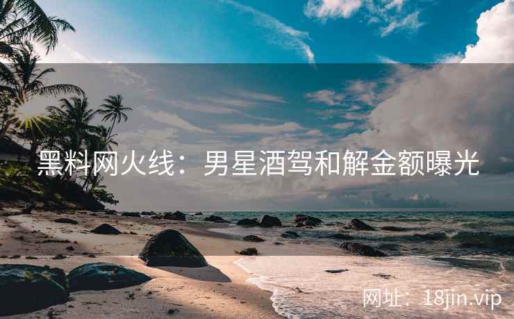 黑料网火线：男星酒驾和解金额曝光