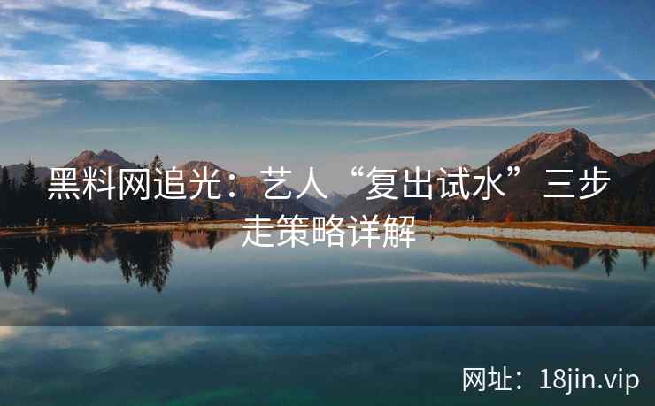 黑料网追光：艺人“复出试水”三步走策略详解  第2张