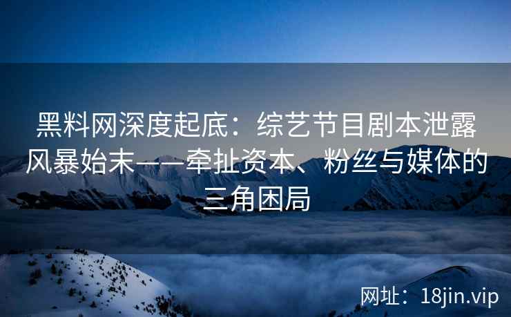 黑料网深度起底：综艺节目剧本泄露风暴始末——牵扯资本、粉丝与媒体的三角困局  第2张